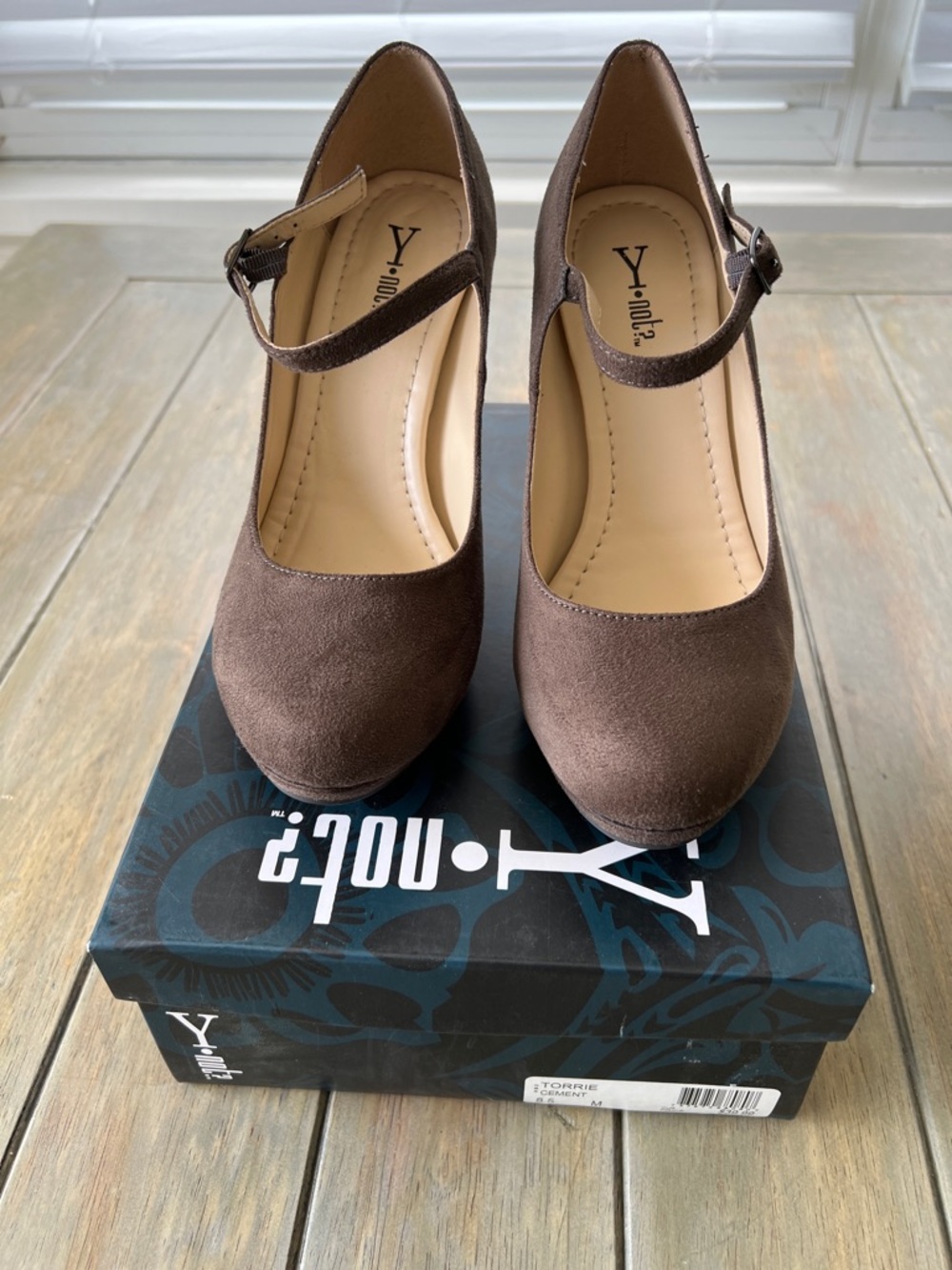 Brown Suede Mary Jane Platform Heels